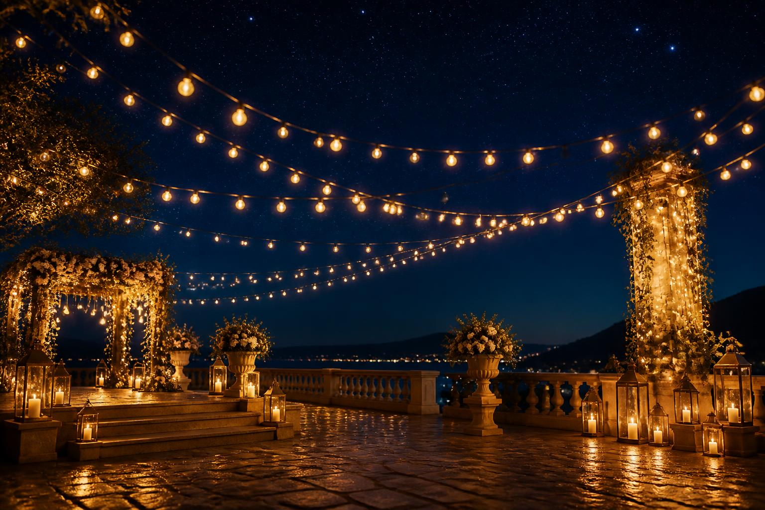 A Night Under the Lights gala ticket artwork with a starlit sky over a country club